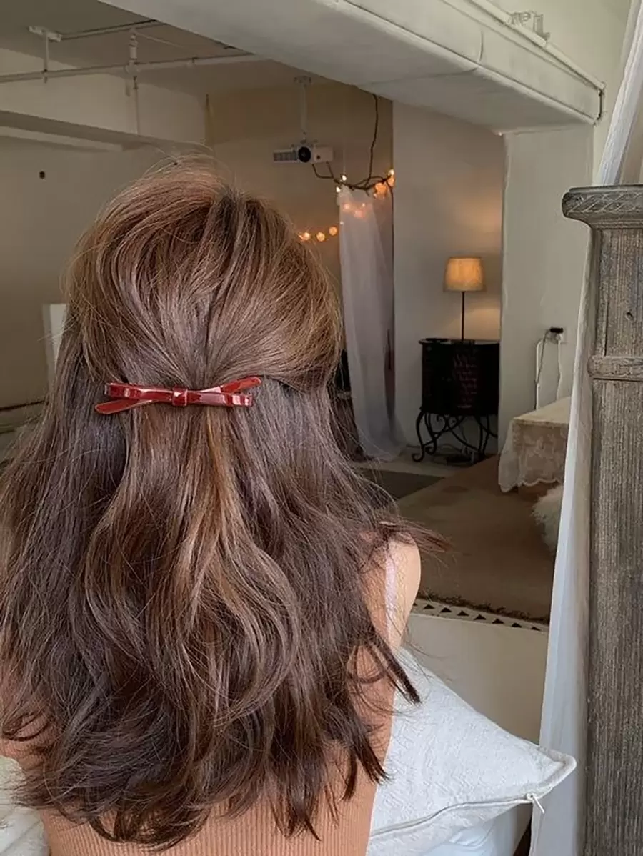 1 Stück / 6 Stück Damen Haarclip aus Acetat mit Schleife, minimalistisches Modeaccessoire für Frühling, geeignet für täglichen und lässigen Gebrauch oder als Geschenk für Freundinnen, Freunde und Familie, Valentinstags Geschenk