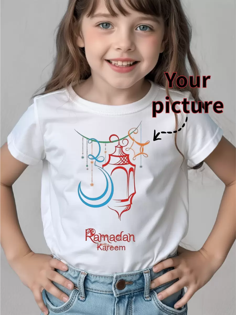 Impression photo/texte/motif personnalisée et personnalisée, convenant aux enfants, animaux de compagnie, paysages, anniversaires, vacances, uniformes d'équipe/extérieur/classe, t-shirts à manches courtes à col rond pour filles/tout-petits printemps/été, cadeaux pour vacances et anniversaires, chemises culturelles, hauts d'été pour filles