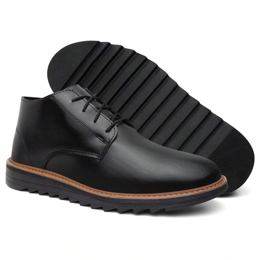 Bota Botina Sapato Social Masculino Derby Sola Alta Tratorada Cadarço Numeração Especial 37 Ao 46