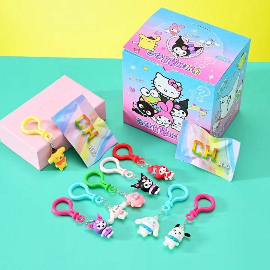 Sanrio Conjunto de 32 piezas de Caja Misteriosa - Muñecos y Encantos para Teléfono de Hello Kitty, Cinnamoroll y Amigos - Perfecto para Fiestas de Cumpleaños, Decoraciones Navideñas y Regalos Pequeños