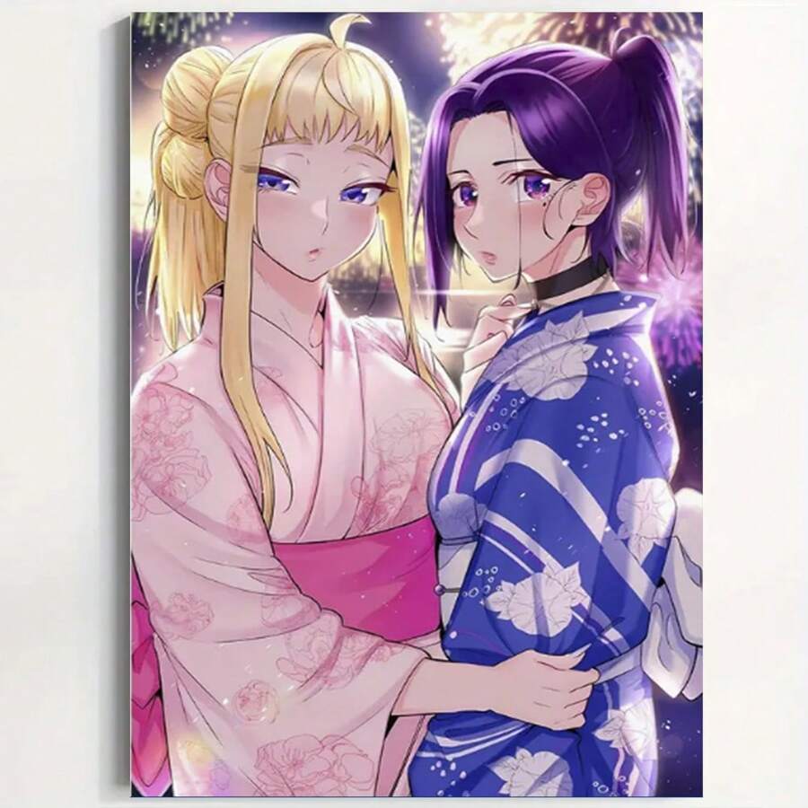 Framed 1pc Anime Hokkaido Gal Canvas Poster - High-Quality Soft Canvas, 12x18 Inches - Vibrant Japanese-Themed Wall Art For Holiday, Party & Home Decor, Living Room Artwork|Festive Home Art|Detailed Kimono Design, Kawaii Room Decor