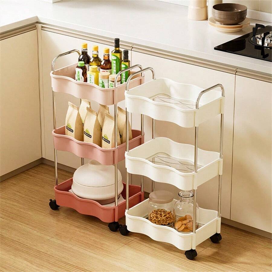 Chariot de rangement ménager multi-couches, support de stockage au sol pour cuisine, chambre à coucher, salle de bain, avec roulettes