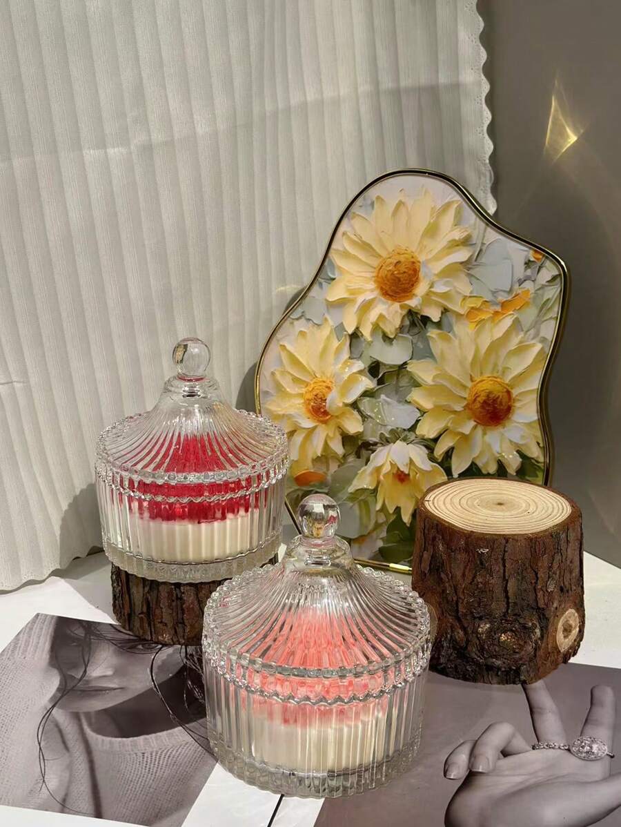 Vintage kristallen glazen container kaarsenhouder, 10 * 12,5 cm rozenbloem bal bloemblaadje decor, Valentijnsdag cadeau, bruiloft, tafelstuk, housewarming gunst