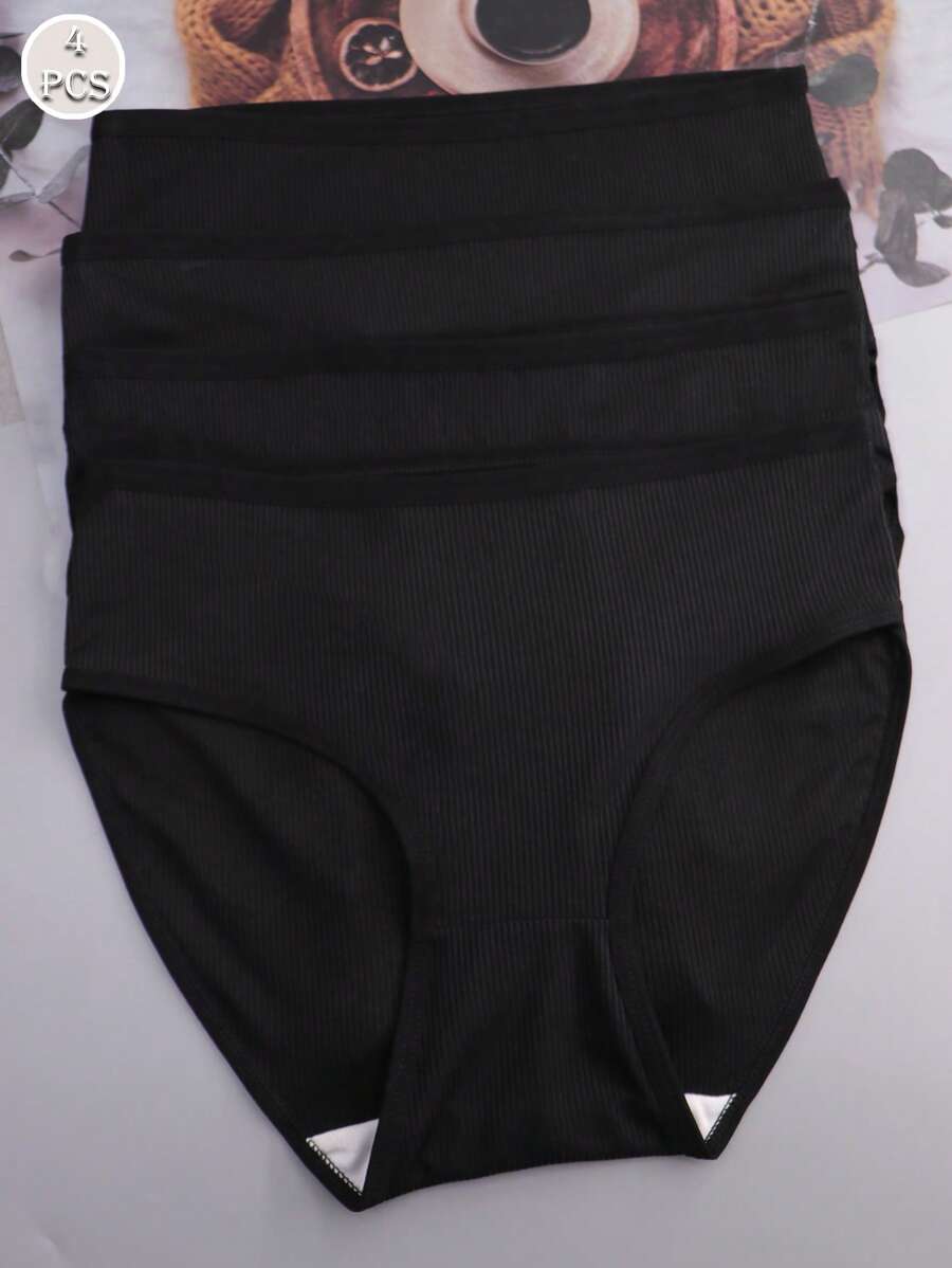 4 piezas Bragas deportivas de cintura alta, transpirables, lindas y cómodas para mujeres