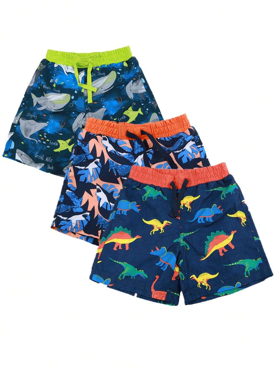 3 stuks/set jongens multi-color strand-, surf- en zwemshorts