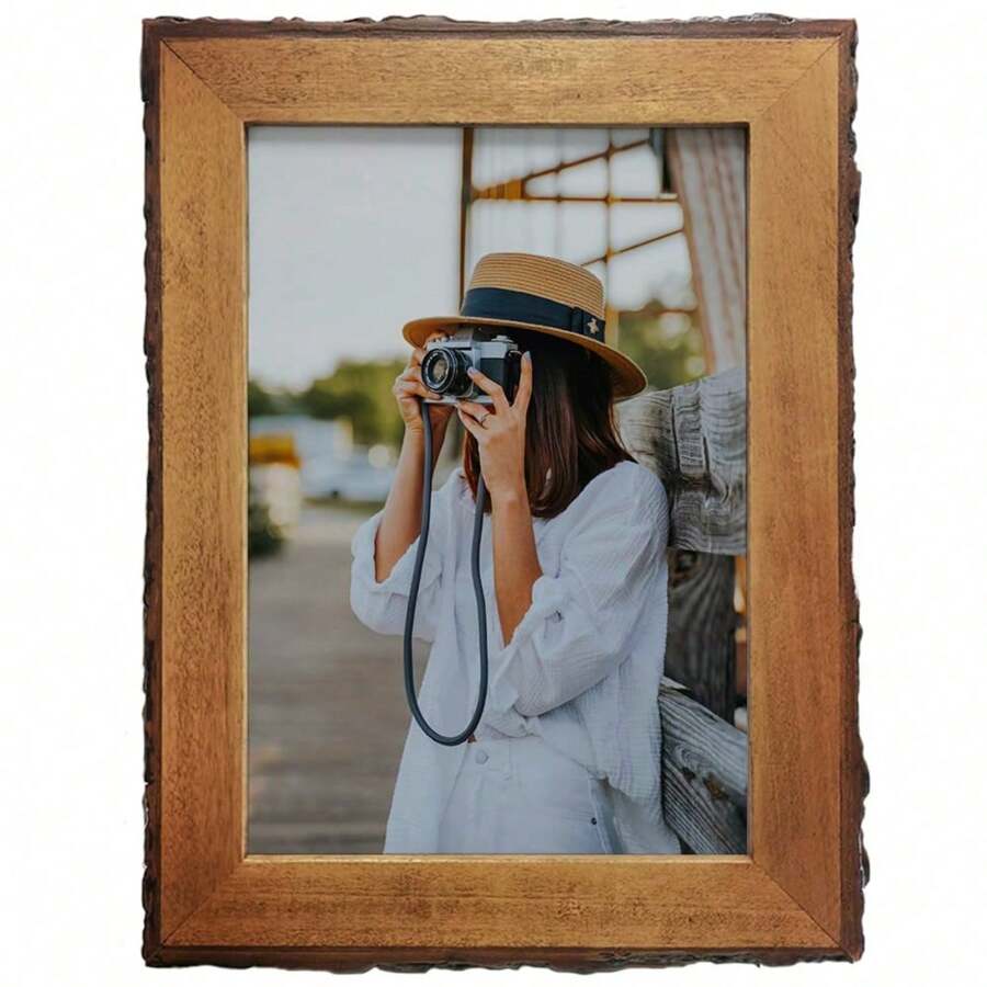 8x12 Wood Picture Frames, Live Edge Rustic Photo Frame 12x8 Poster Frame 8 X 12 Frames For Tabletop Or Wall Mounting Display Farmhouse Decor, Brown
