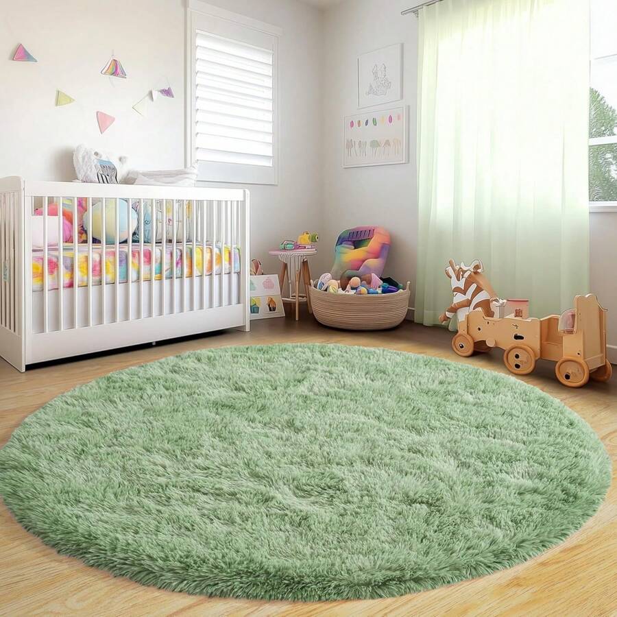 Fluffy Round Rug, Rugs For Bedroom, Shag Fuzzy Round Area Rug For Living Room, Shag Circle Rug, Plush Soft Carpet For Girls Boys Kids, Non Slip Rugs For Dorm, Room Decor Aesthetic