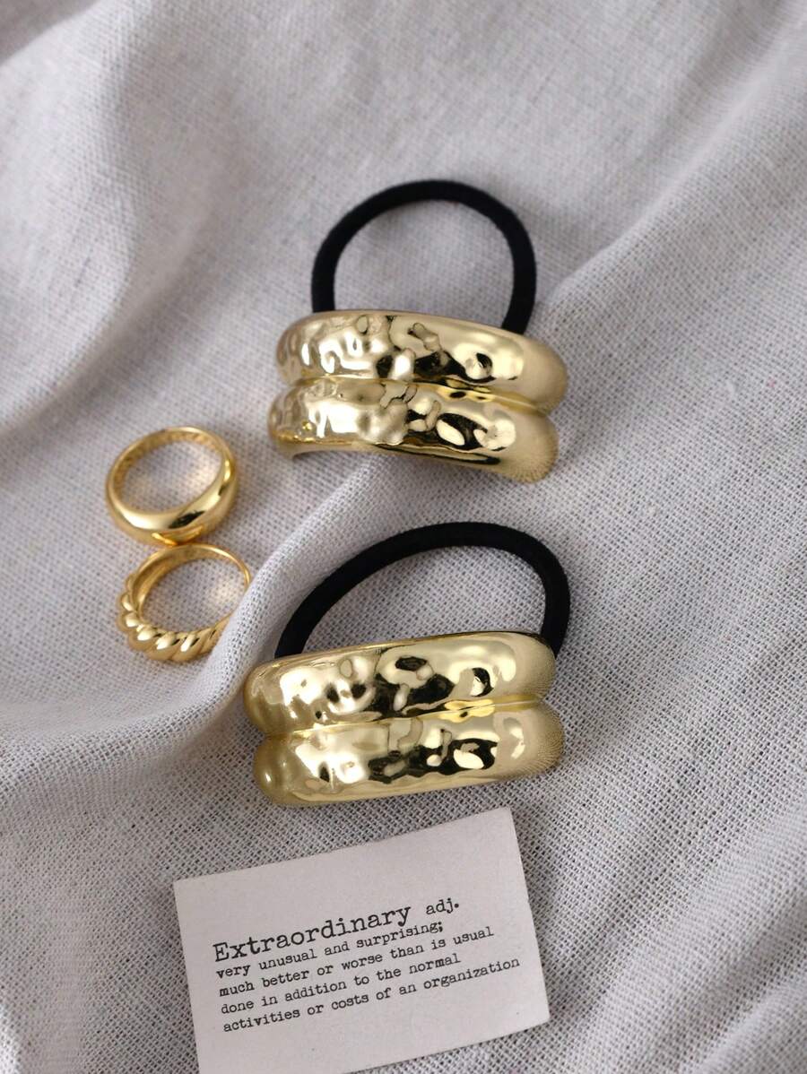 1 st. Dubbele Halfronde Metalen Haarelastiekjes voor Dames, Stijlvolle Haarelastiekjes voor Paardenstaarten