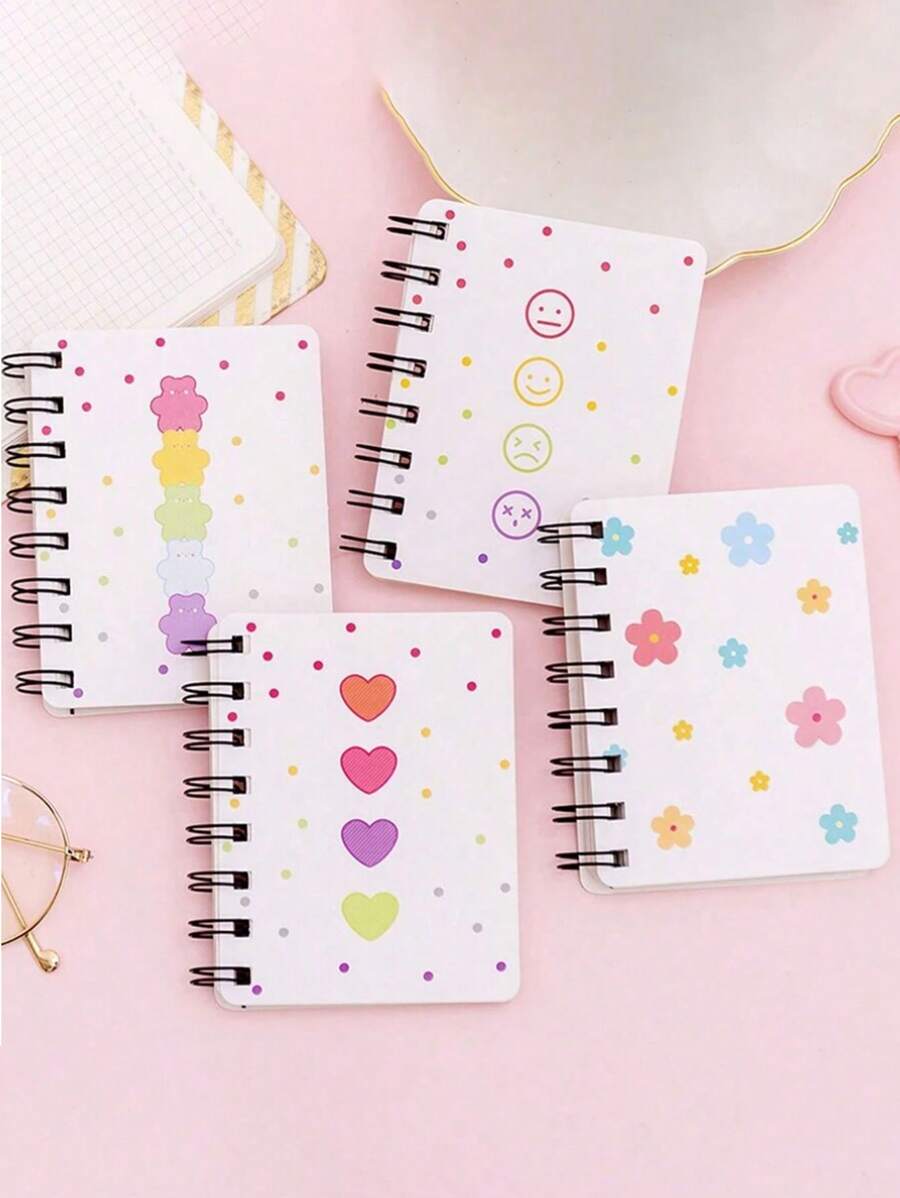 1/4pcs 80 Sheets Cute: Mini A7 Notebooks In Various Styles - Cute And Colorful Designs - Great For Note Taking, Diary Keeping And Gift Giving - Great For Students, Teachers And Creative People, Stationery