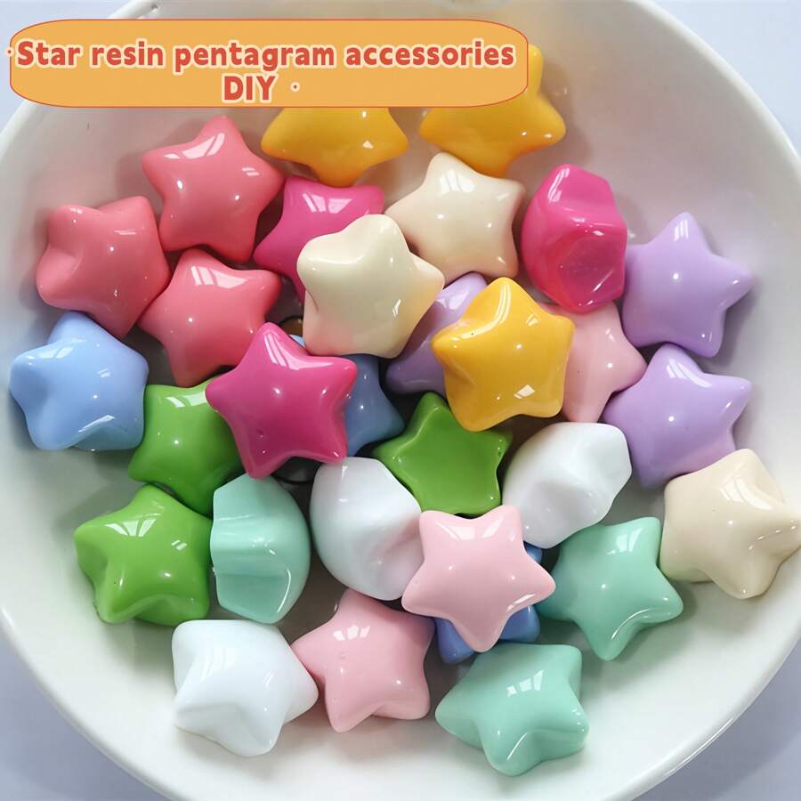 10 pezzi di accessori per capelli estivi e scolastici, con stelle a 5 punte in resina, brillanti e colorati come caramelle