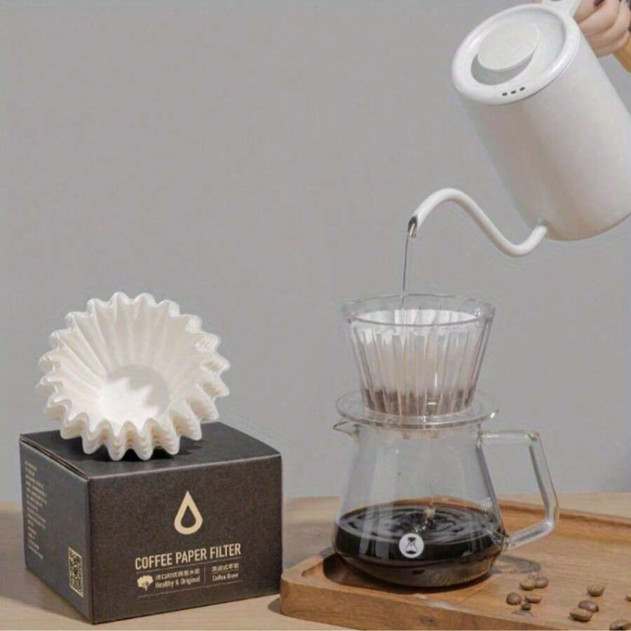 50/100 Peças Filtros de Papel para Café, Filtros de Bacia de Café para Coar à Mão com Gotejamento 155/45