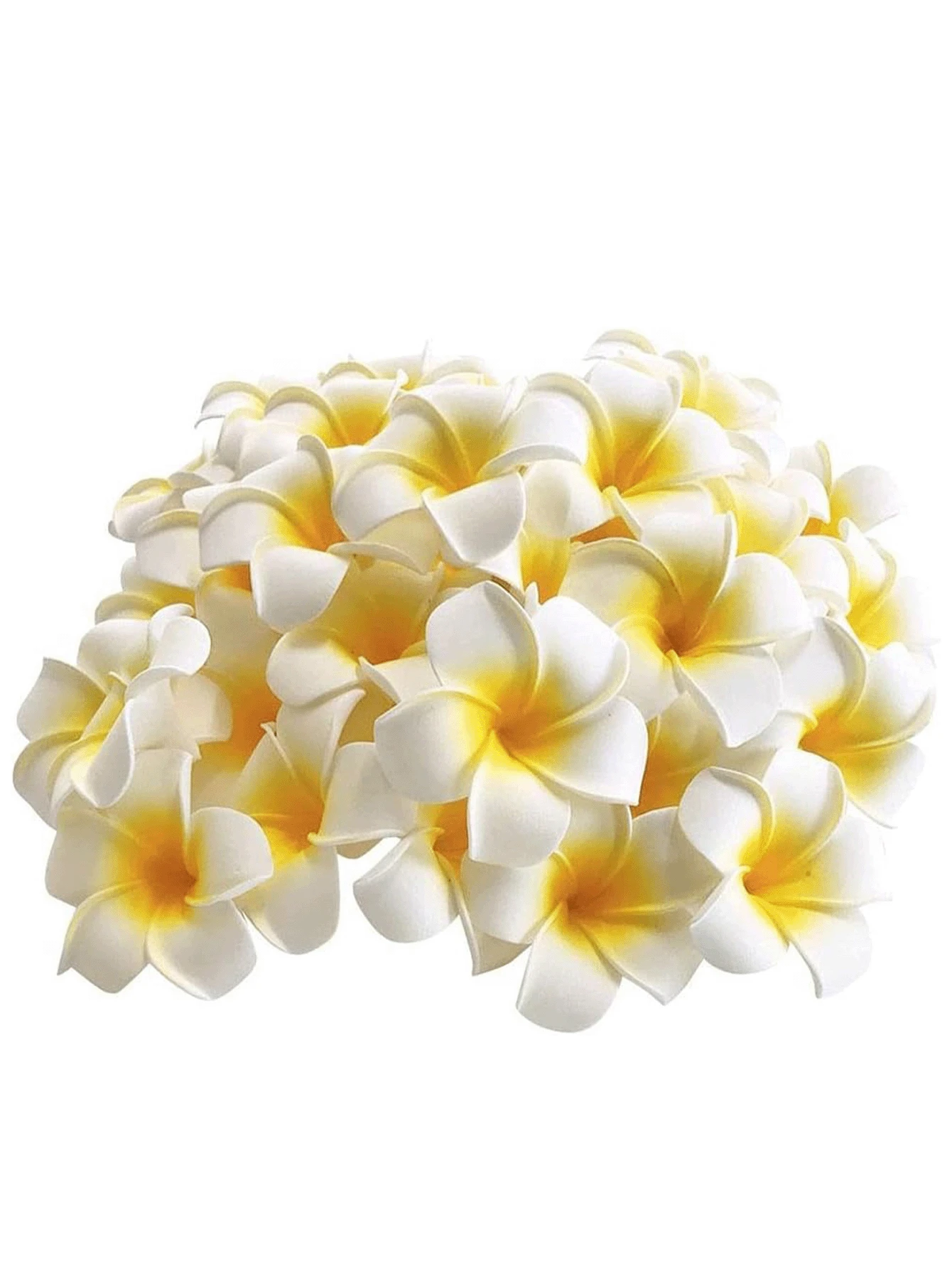 10/25 szt. Biała pianka hawajska Frangipani sztuczne płatki kwiatów Plumeria czapka do włosów wieniec kwiatowy DIY dekoracja ślubna do domu 5 cm