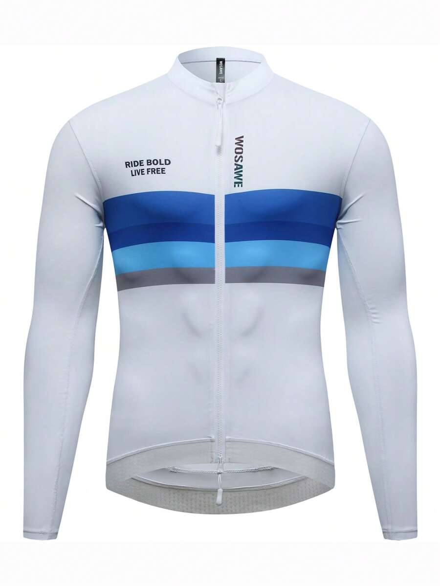 WOSAWE WOSAWE Lightweight Road Cycling Long Sleeve Jersey, Highly Elastic & Breathable Bicycle Apparel For Men, Spring/Summer