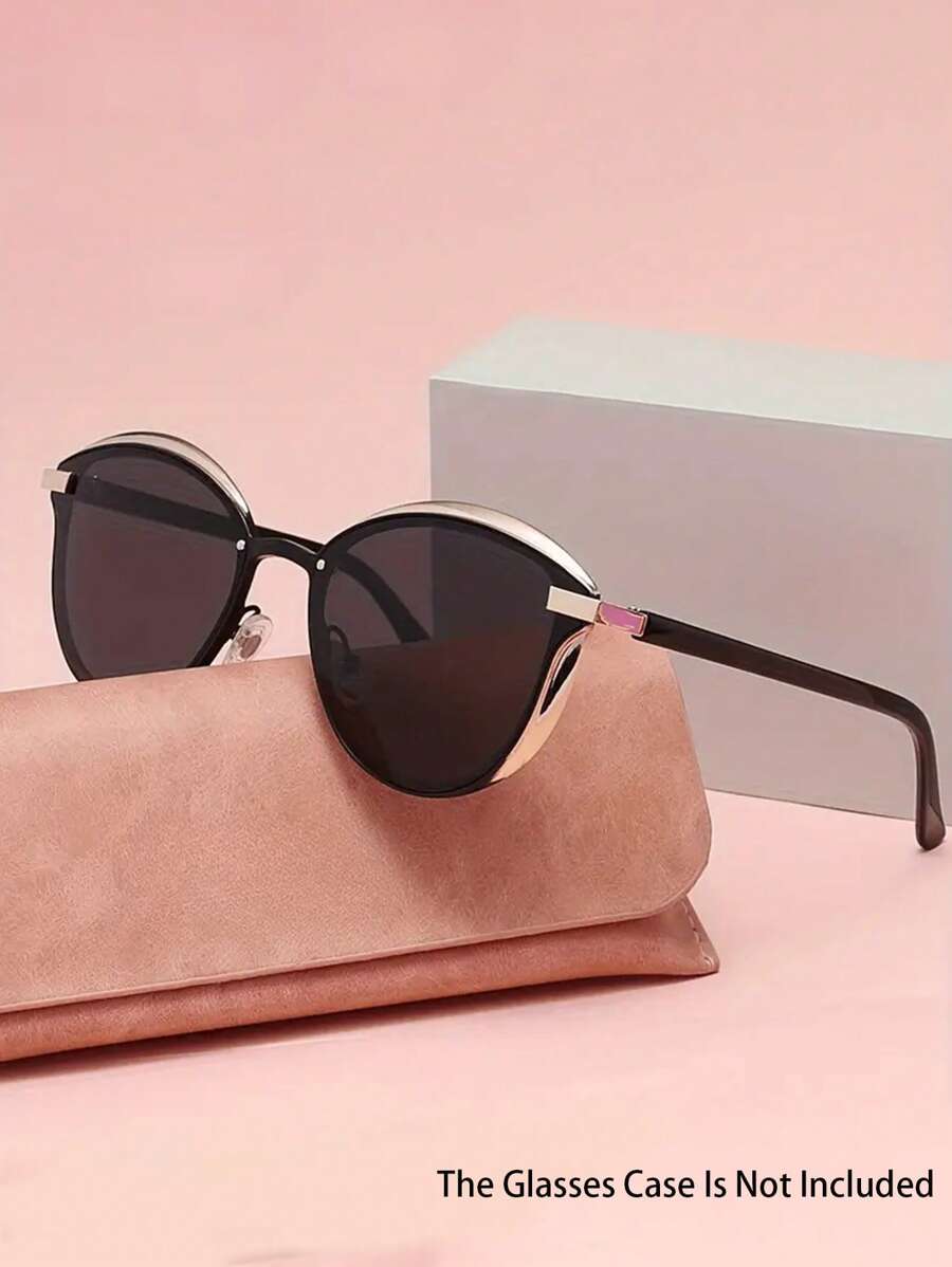 1pc Cat Eye Large Frame Personalized Women's Fashion Glasses Ins Street Photography European And American High-End Glasses Summer Vacation Beach Accessories