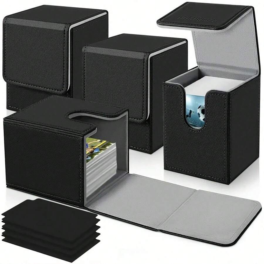 1pc - High End Stacked Card Vertical Storage Box High End PU Multi-Color Fabric Board Game 100 Card Capacity Card Storage Box Card Game Storage Stacked Storage Box Storage Bag