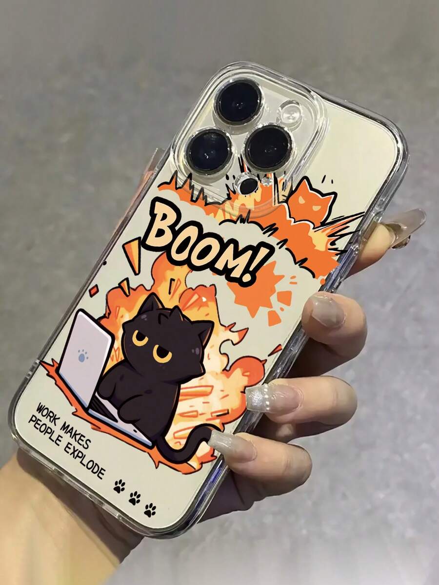 1pc Anime Exploding Cat Transparent Phone Case Compatible With Iphone 16e, 16, 13, 15, 15 Pro, 14 Pro, 14 Plus, 7/8 Plus, 11, 12 Pro Max, 13, 14 Pro Max, S24, S23, S25, A06, Great Gift For Friends And Family