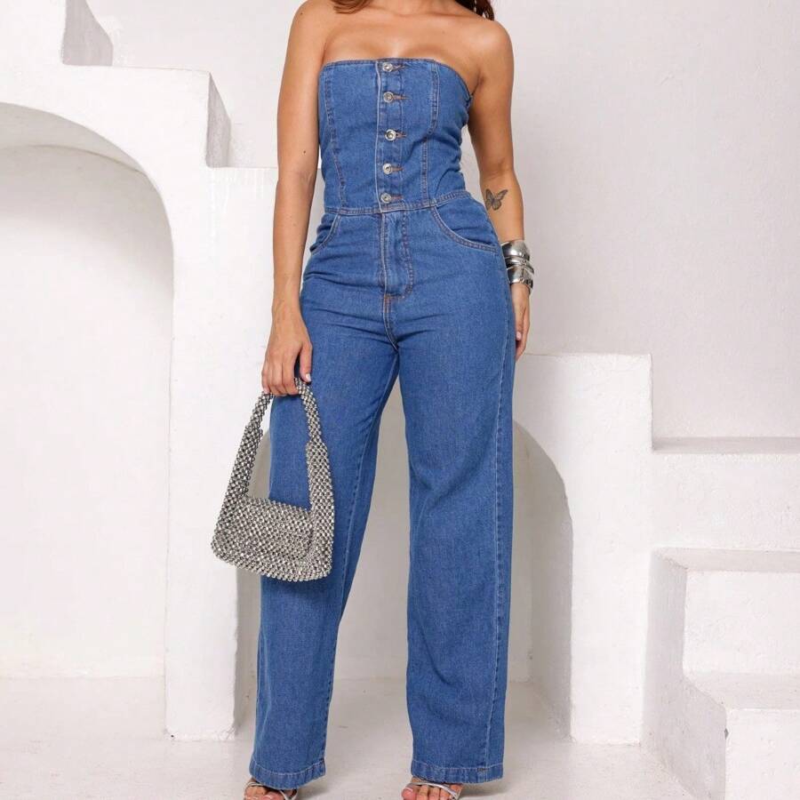 WIDE LEG OVERALL WITH ELASTIC BANDAGE