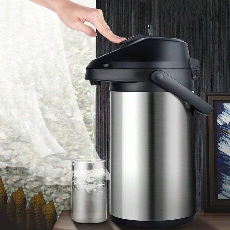 Distributeur de boissons isotherme 3L, pompe à air, carafe isotherme à double paroi, intérieur en acier inoxydable, extérieur en plastique, thème de l'espace, carafe multifonction pour boissons chaudes et froides pour la maison et le bureau