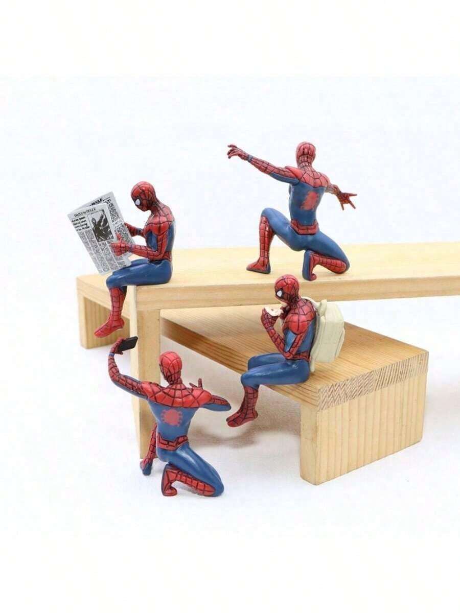 Marvel 4pcs Marvel Combination Of Spider Man, Creative Handmade Crafts For Bags And Backpacks, Home And Bedroom Decoration Ornaments, Office Desktop Ornaments, Spider Man Themed Party Photography Props, Car Decorations Gifts Birthday Graduation