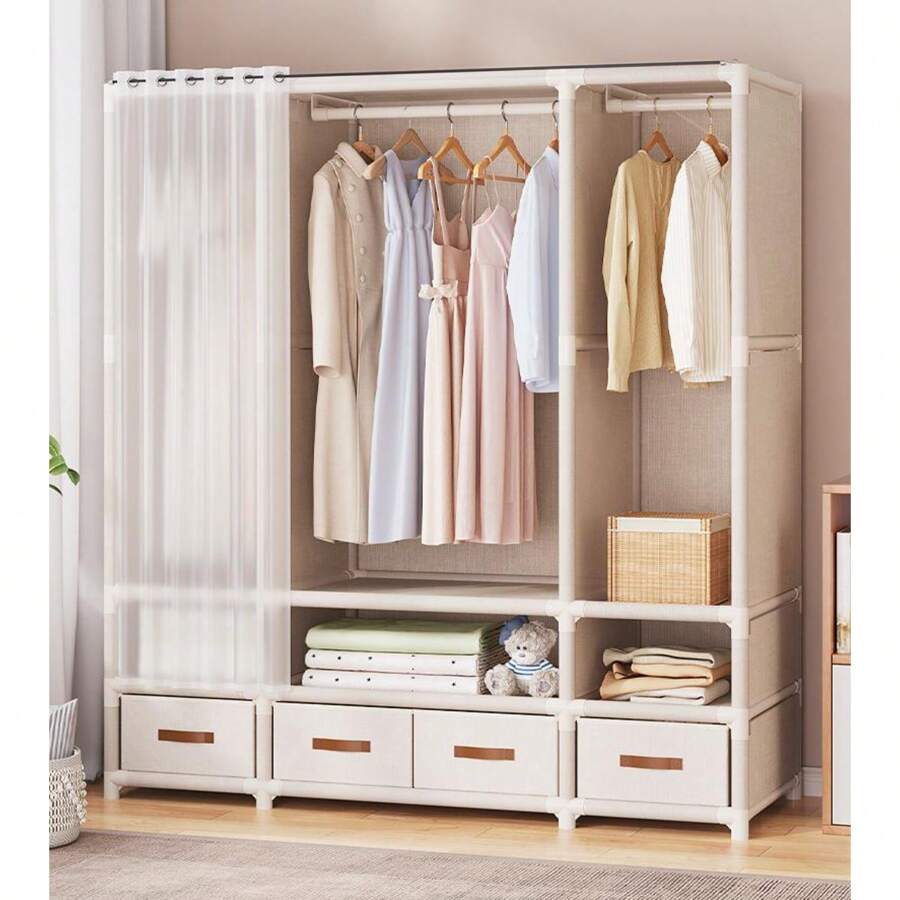 Armoire de chambre pratique et élégante, Porte-vêtements sur pied, Porte-vêtements robuste, Armoire de luxe à haute capacité, Armoire de rangement de vêtements à assemblage facile, Vêtements, Pantalons, Couette, Disponible en plusieurs tailles et styles, Grande capacité et assemblage facile