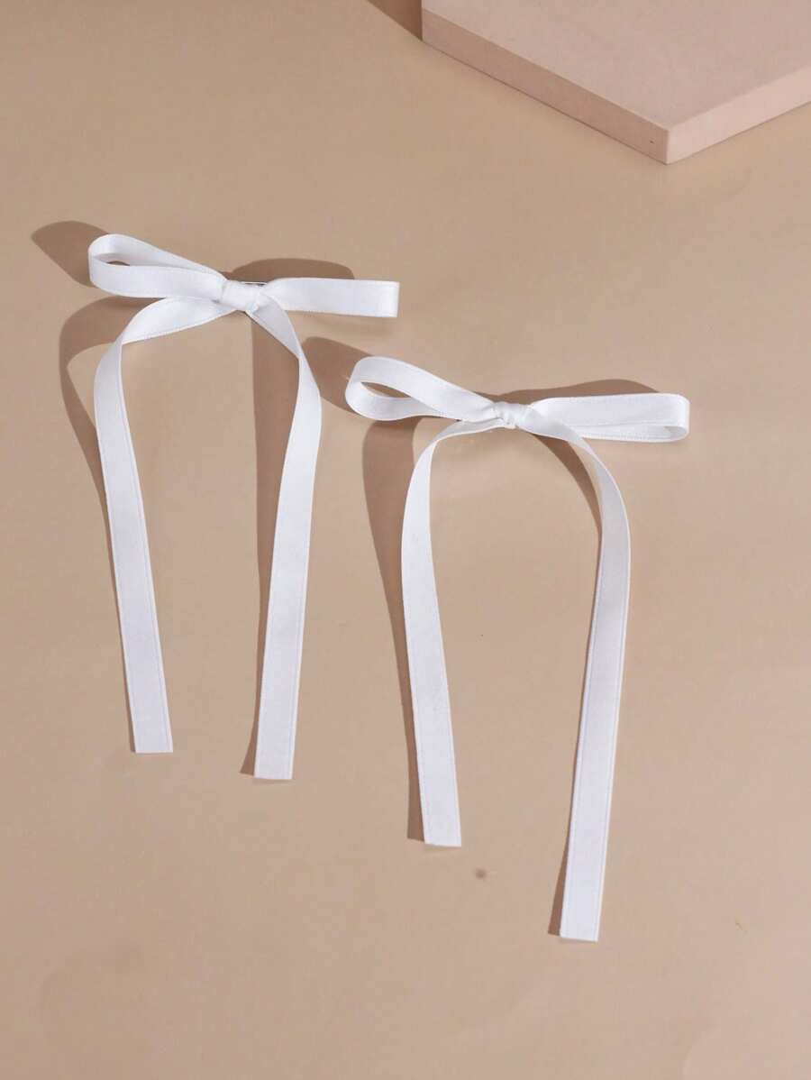 2 pièces/set Clips à cheveux à nœud de ruban style ballet minimaliste pour femmes, accessoires capillaires mignons et décontractés pour tous les jours, convenant à toute occasion