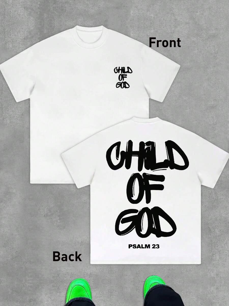 child of god PSALM 23 T-Shirt Men's Y2K Style Graphic Cotton T-Shirt - Soft & Comfortable Crew Neck Short Sleeve Tee pwith Bold Portrait Print, Hip Hop Streetwear Fashion Top for All Seasons, Casual Streetwear | Round Neck Tshirt | Cotton Shirtp