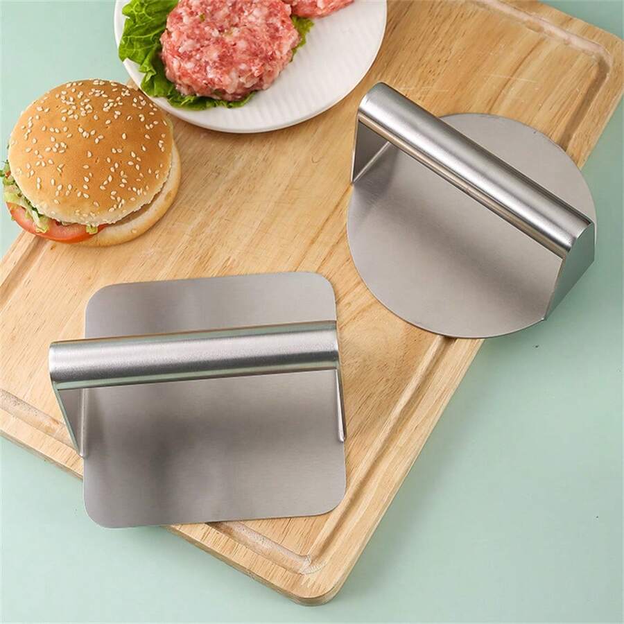 1 pieza Prensa para hamburguesas estilo smash, aplastador de hamburguesas para plancha, prensa de hamburguesas de acero inoxidable resistente y suave para parrilla, filete, tocino, jamón y sándwich a la plancha - antiadherente y apto para lavavajillas