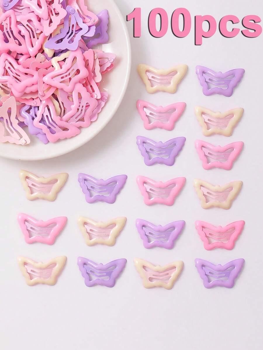 100 piezas/50 piezas/20 piezas/10 piezas/4 piezas Pinzas de cabello metálicas lindas para niñas en varios colores de la moda clásica de dopamina, adecuadas para la vida diaria, flequillo, moño, decoración de estilo, hermosos regalos para niñas, todo el año, color aleatorio.