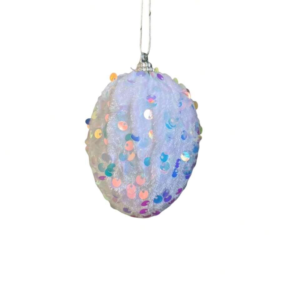 Easter Tree Hanging Decorations 8 Pieces Cute Sequined Egg Spring Ornaments For Home Party Holiday Decor Supplies