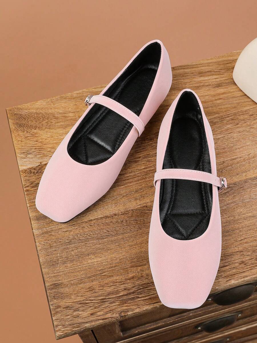 Women's Fashion Square Toe Low Vamp Pink Shoes,Office Casual Versatile Flats, Outdoor Recreation, High-End Elegant Ballet Flats For Spring/Summer, Weddings, Parties