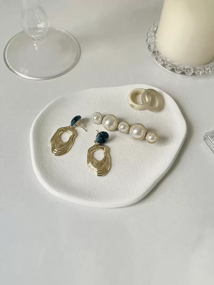 1pc Nordic Style Simple And Lrregular Storage Tray, Plaster Tray Jewelry Ornaments Photo Decoration Props Photography Objects Home