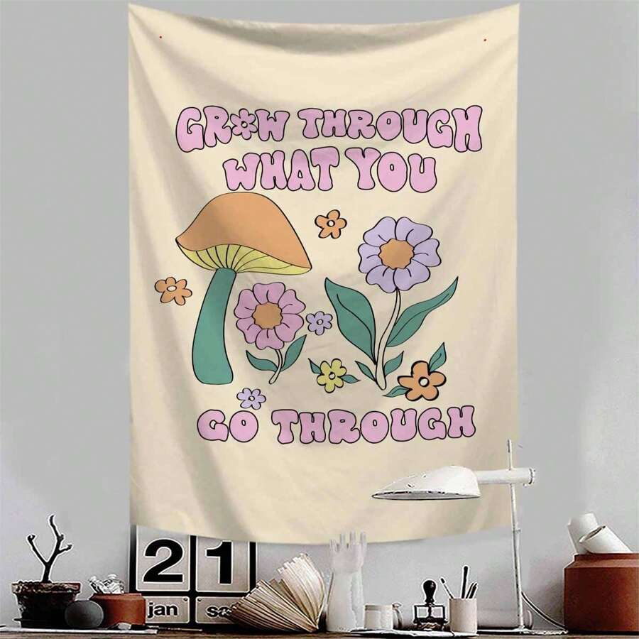 1 PC Inspirational Slogan Patterned Tapestry, Wall Decor Hanging, Room Decoration, Home Decor