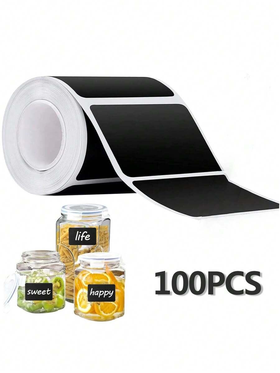 100pcs Reusable Blackboard Labels Stickers Suitable For Kitchen, Storage, Boxes, Jars, Party, Decoration, Craft Room, Wedding, Storage, Art Design Blackboard Stickers Gifts Birthday Graduation Room Decor Home Decor Wall Decor Bathroom Decor Bedroom Decor Room Decoration Stuff Living Room Decor House Decor Home Decor Living Room Wall Art Wall Paper Wallpaper Wall Stickers Wall Sticker