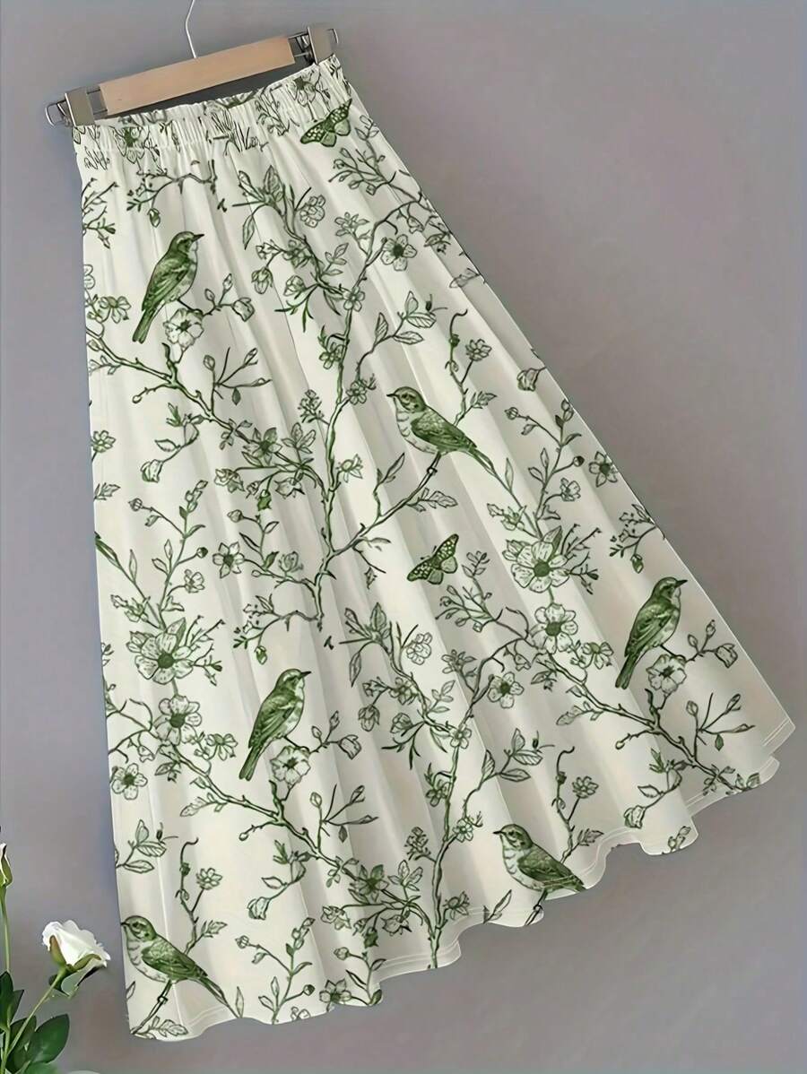 Gonna a fiori casual ed elegante da donna di taglia grande