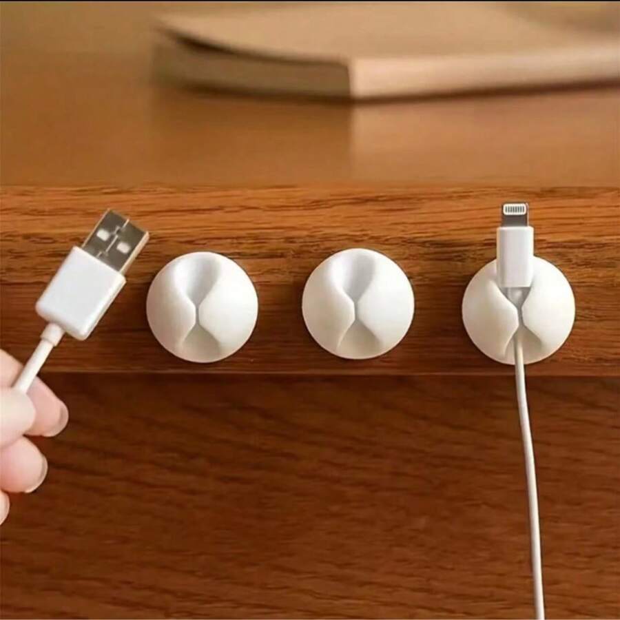 5/10/15pcs White Cable Clip Wire Organizer Management Cord Holder For Office Desktop