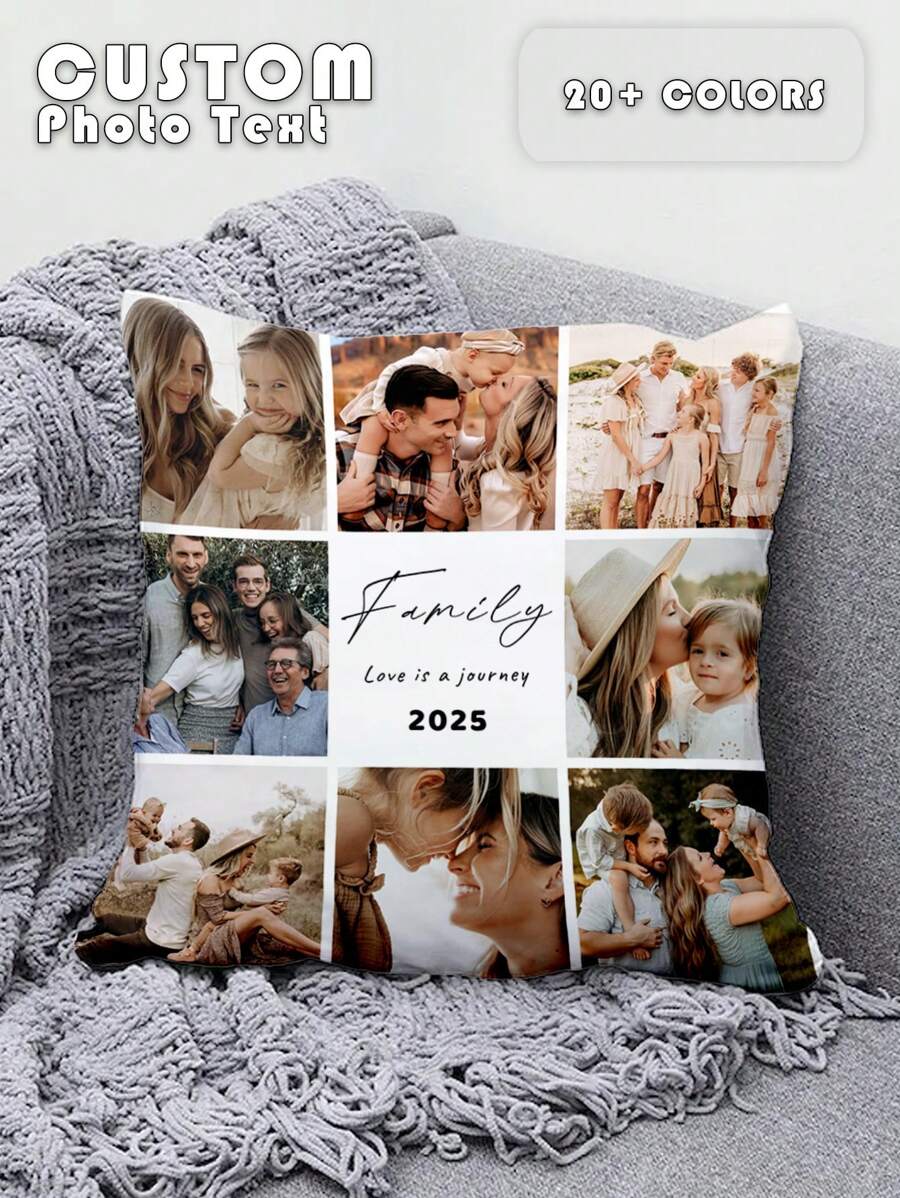 1pc Customized Personalized Photo Printed Pillow Case, Custom Face Pillow,Single Sided Print Pillow Cover For Mother's/Father's/Thanksgiving/Teachers' Day, Create Your Own Picture Pillow Case, Great Gift For Family, Friends And Yourself
