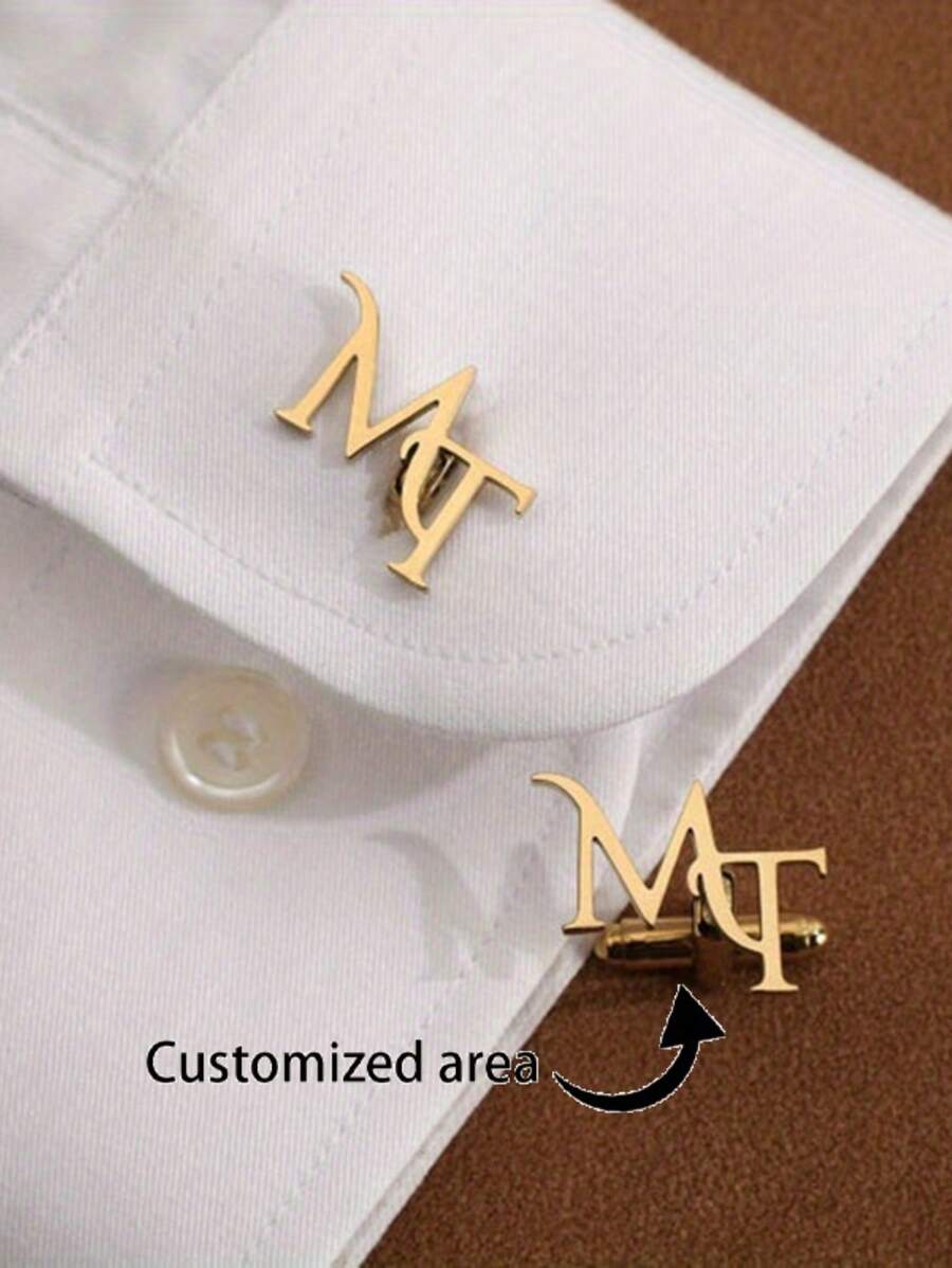 2pcs Custom Groomsmen Cufflinks, Personalized Initial Letter Cufflinks, Groomsmen Gift, Customized Art Monogram Cufflinks, Best Gift For Men, Birthday, Christmas, Halloween