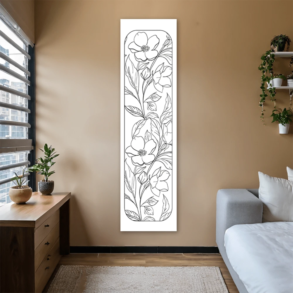 Tapiz vertical floral romántico para dormitorio, diseño de flores sencillo, tapices largos, arte de línea de estilo minimalista, tapiz de alta calidad para decoración de pared en sala de estar, dormitorio, oficina, regalo único para amigos