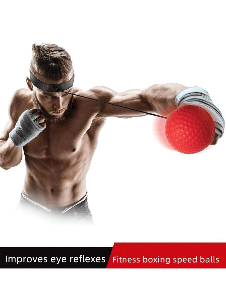 1pc Adjustable Headband Boxing Reflex Ball Training Kit, Includes Red Soft Light Ball - Improves Speed And Hand-Eye Coordination For Men, Boxing Equipment
