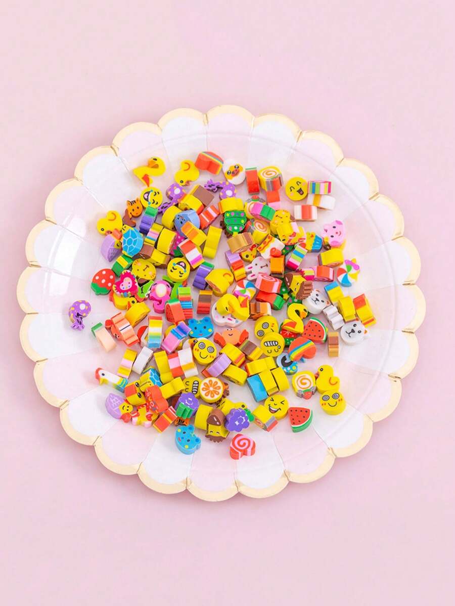 50pcs Mini Animals, Fruits, Numbers, Cake Erasers - Colorful And Creative Pencil Erasers, Suitable For Classroom Rewards, Party Favors And Office Supplies. Colors And Patterns Are Random.