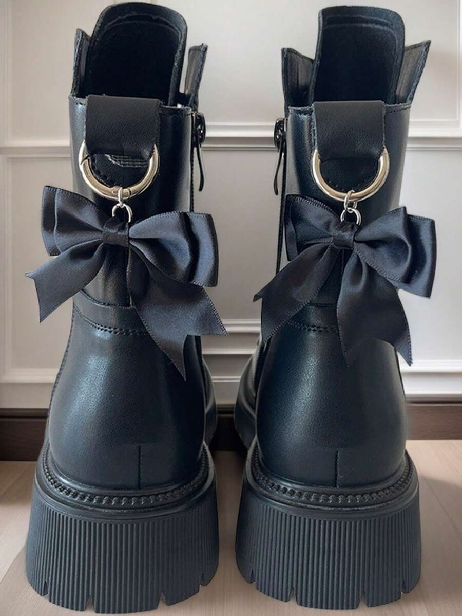 2pcs Satin Bow Shoe Charms Set With Zinc Alloy Twist Detail For Boot Decoration - Elegant Ribbon Accessories For Footwear