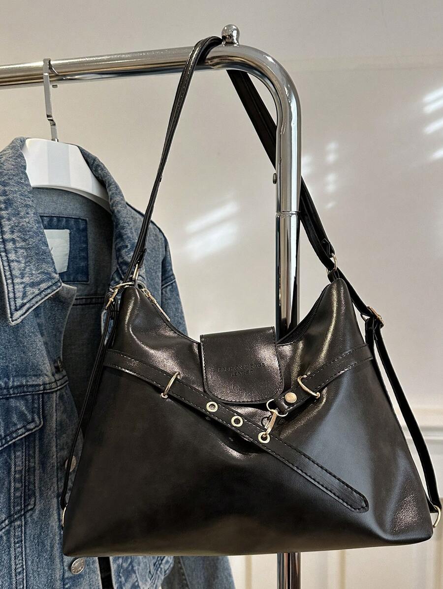 Fashionable Solid Color Strap Design Decoration Large Capacity Women's Bag, Versatile And Simple Crescent Shaped Multi-Purpose Shoulder Bag, Suitable For Shopping, Wallets, Shopping, Young Women, College Students, Newcomers, White-Collar Workers. They Are Very Suitable For Offices, Universities, Work, Business, Commuting, Outdoor Activities, Travel, And Outings