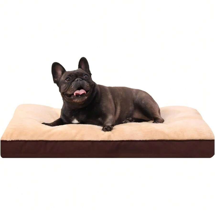 Dog Crate Bed Waterproof Deluxe Plush Dog Beds With Removable Washable Cover Anti-Slip Bottom Pet Sleeping Mattress For Large, Medium, Jumbo, Small Dogs, 47 X 29 Inch, Gray