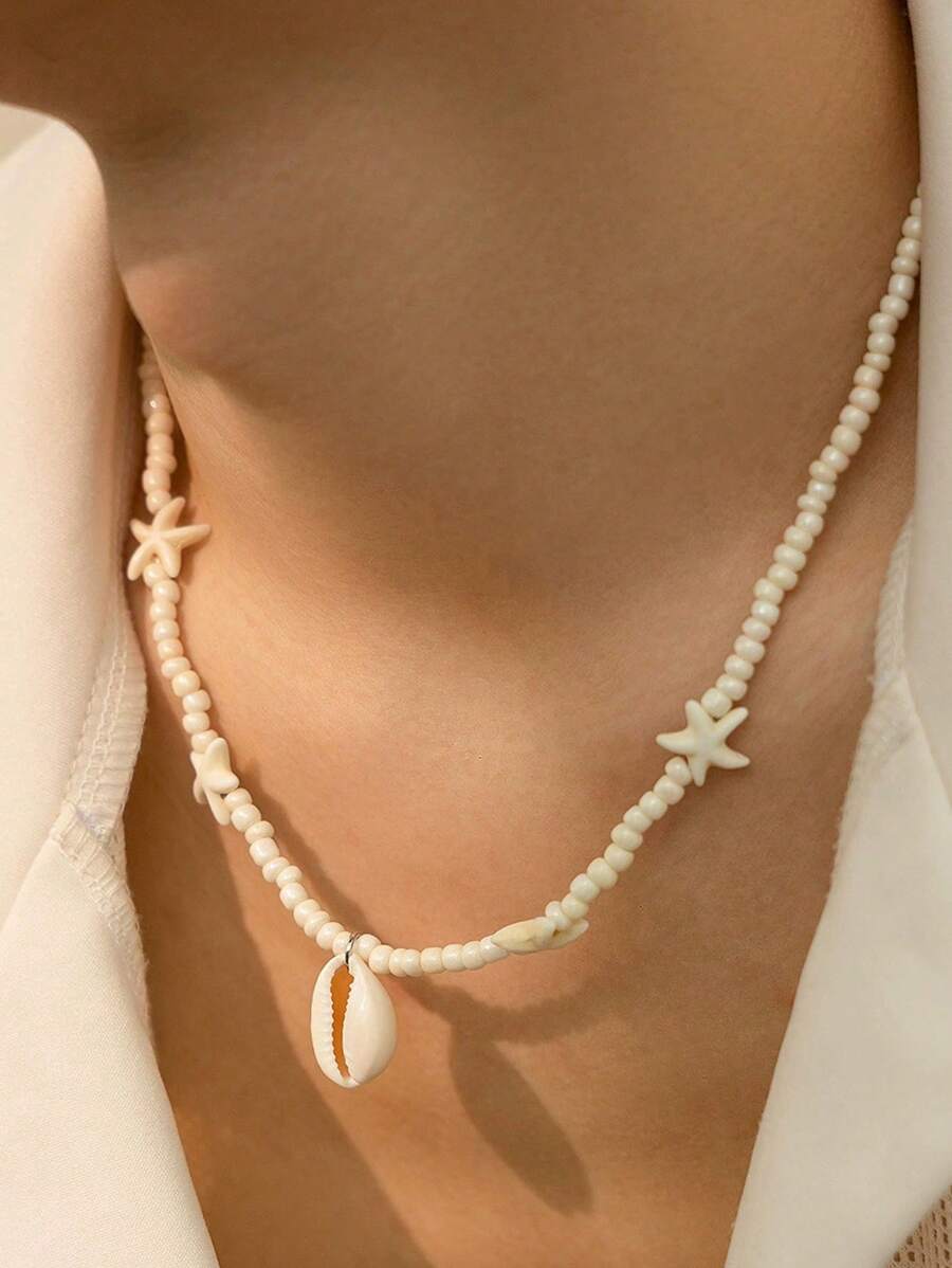 1 pezzo Collana con ciondolo a forma di stella marina estiva, gioiello versatile di moda