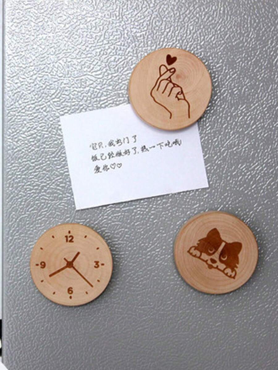 Tableau blanc magnétique rond en bois pour le réfrigérateur, mémo personnalisé avec ouvre-bouteille, design minimaliste
