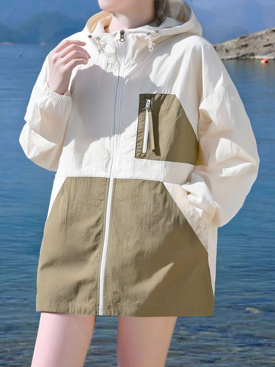 Women's Lightweight UV Protection Jacket, Lightweight Sunscreen Hoodie, Long Sleeve Sunscreen Shirt With Pocket, Summer Sun Protection Clothing