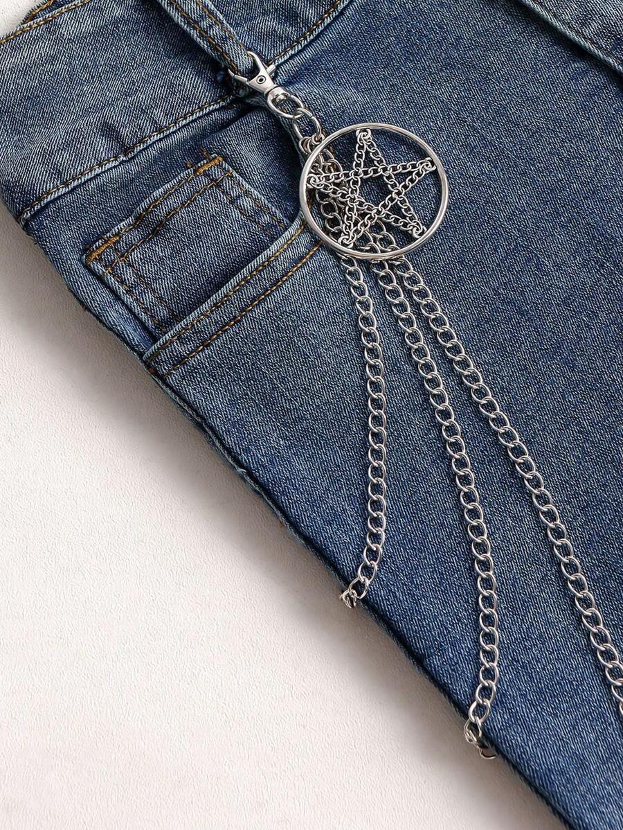 1 pieza Cadena de pantalón con colgante de pentágono vintage, cadena de metal multicapa para el Body, apta para uso diario, casual de verano, deportivo, viajes, regalo de graduación, accesorio para vestidos de cumpleaños