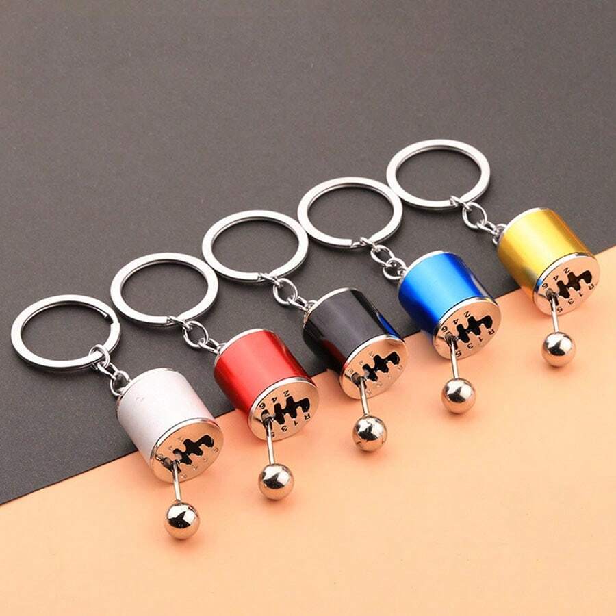 Accesorio de coche Llavero colgante con forma de palanca de cambios de metal, llavero creativo con forma de engranaje, pequeño regalo con llavero de palanca de cambios