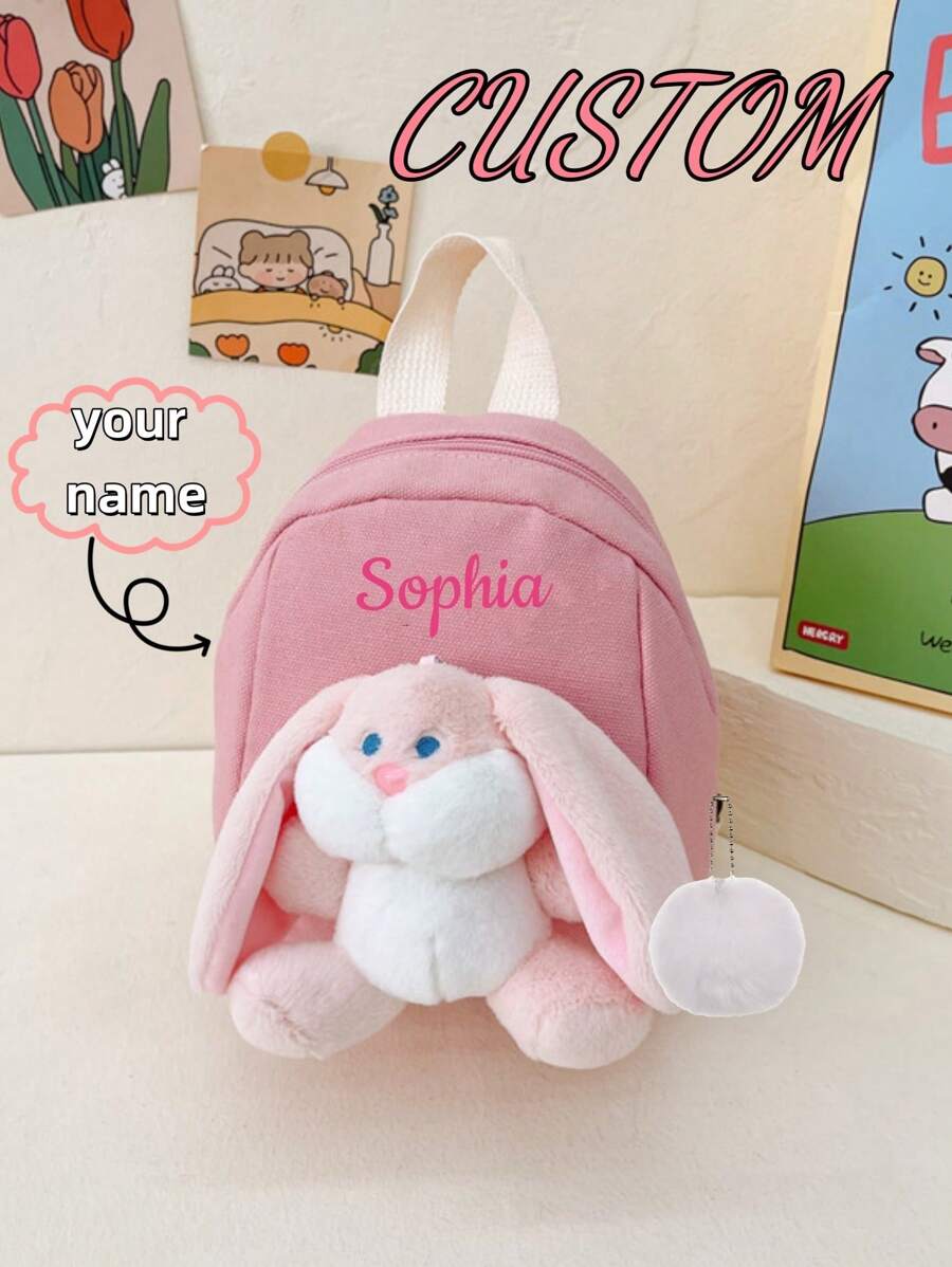 Customized Bags With Personalized Names Or Holiday Messages. Customize Your Own Backpack, Mini Cartoon Casual Cute Rabbit Backpack School Bag, You Can It Names, Letters, Lucky Numbers, Etc. Is Perfect For Daily Adaptation To School, Dance Classes, Travel, And Birthday Gifts Friends Daughters. It'S Unforgettable. Packaging, Christmas Gifts, New Year Other Prints Are Placed Randomly.,Multi-Functional,Ornamental,Letter,Stylish,Modern,Colorful,Cute,Adorable,Casual,Custom,Personalised,Unique,Customized,Ideal Gifts For Him,Ideal Gifts For Her