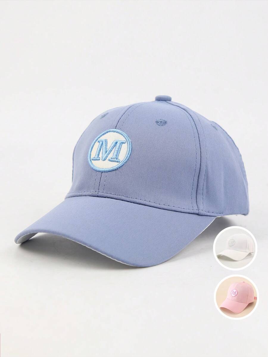 1pc M-Letter Children's Adjustable Baseball Cap, Breathable Lightweight Absorbent Soft Simple Casual Suitable For Walking, Daily, Vacation, Outdoor, Gift